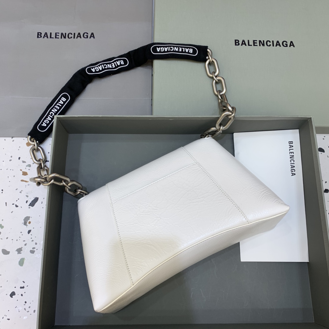 Balenciaga Downtown Small Shoulder Bag With Chain White